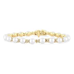 Pearl & Diamond Floral Fashion Bracelet