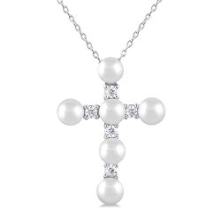 Cross Pearl & Diamond Fashion Pendant