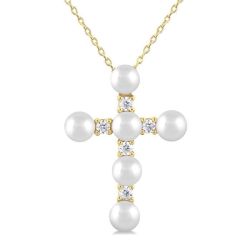 Cross Pearl & Diamond Fashion Pendant