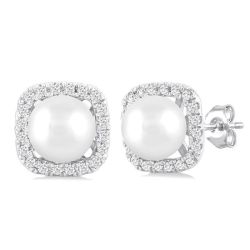 DorVerDor OnCaEl 14K White Gold Diamond Halo Earrings