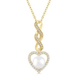 Heart Shape Pearl & Diamond Fashion Pendant