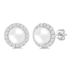 VerXeLo 14K White Gold Diamond Halo Earrings