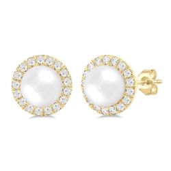 VelValXe 14K White Gold Diamond Halo Earrings