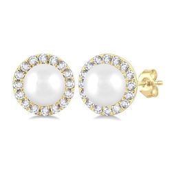 MirTh OnDor 14K White Gold Diamond Halo Earrings