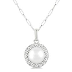 Pearl & Halo Diamond Pendant