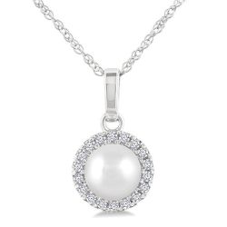 Pearl & Halo Diamond Pendant