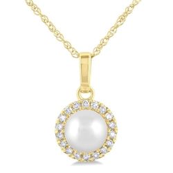 Pearl & Halo Diamond Pendant