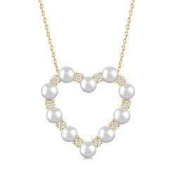 Heart Shape Pearl & Diamond Pendant
