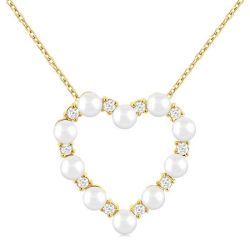 Heart Shape Pearl & Diamond Pendant