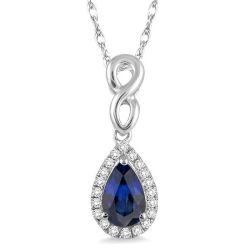 Lyric Pear Shape Gemstone & Halo Diamond Pendant