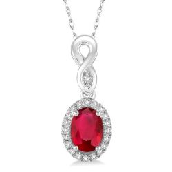 Scarlet Aura Ruby Oval Diamond Pendant