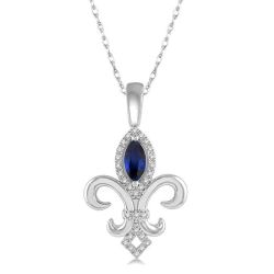 Fleur De Lis Gemstone & Halo Diamond Pendant