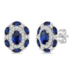 CaThNo 14K White Gold Diamond Halo Earrings