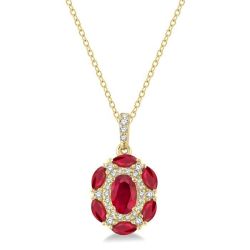 Aria Oval Shape Gemstone & Halo Diamond Pendant