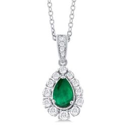 Tempest Pear Shape Gemstone & Halo Diamond Pendant