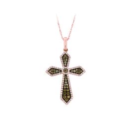 Diamond and Brown Cross Pendant