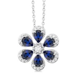 Halcyon Blossom Pear Shape Gemstone & Diamond Pendant