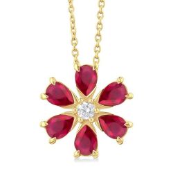 Sable Blossom Pear Shape Gemstone & Diamond Pendant