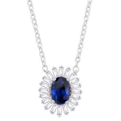 Oval Shape Gemstone & Baguette Halo Diamond Pendant