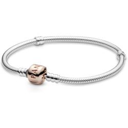 Silver bracelet with Pandora Rose clasp 9.1"