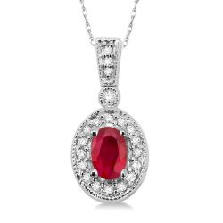 Blossom Oval Shape Gemstone & Halo Diamond Pendant