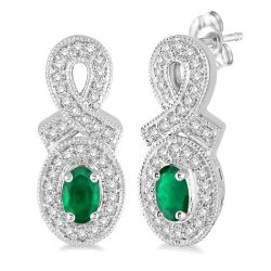 CaSolVio 14K White Gold Diamond Statement Earrings