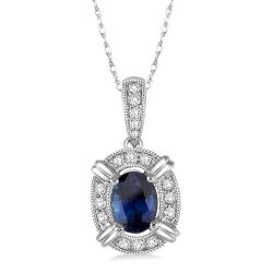 Clover Oval Shape Gemstone & Halo Diamond Pendant