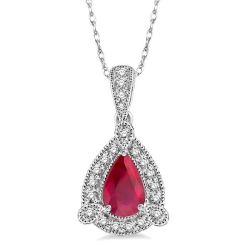Ivy Pear Shape Gemstone & Halo Diamond Pendant