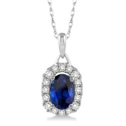 Haven Oval Shape Gemstone & Halo Diamond Pendant