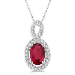 Vesper Oval Shape Gemstone & Halo Diamond Pendant