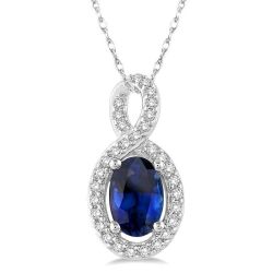 Aria Oval Shape Gemstone & Halo Diamond Pendant