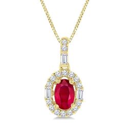 Raven Oval Shape Gemstone & Halo Diamond Pendant