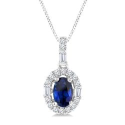 Freya Oval Shape Gemstone & Halo Diamond Pendant