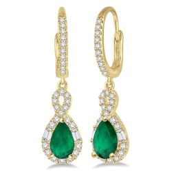 Pear Shape Gemstone & Halo Diamond Earrings