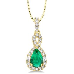 Nova Pear Shape Gemstone & Halo Diamond Pendant