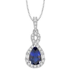 Sonata Pear Shape Gemstone & Halo Diamond Pendant