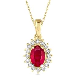 Aria Oval Shape Gemstone & Halo Diamond Pendant