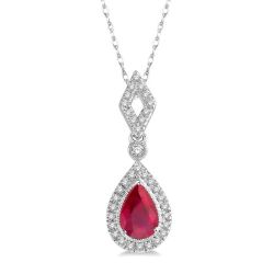 Tempest Pear Shape Gemstone & Halo Diamond Pendant