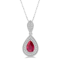 Seraph Pear Shape Gemstone & Halo Diamond Pendant