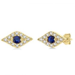 Evil Eye Gemstone & Petite Diamond Fashion Earrings