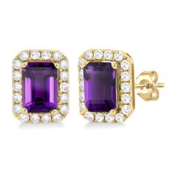 LuxIsVer 14K White Gold Diamond Halo Earrings