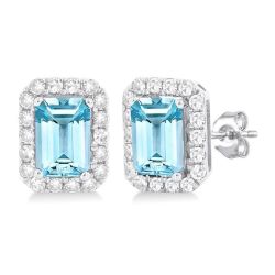 LoXeXe 14K White Gold Diamond Halo Earrings