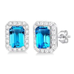 AeIsIon 14K White Gold Diamond Halo Earrings