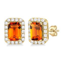 AeLinSol 14K White Gold Diamond Halo Earrings