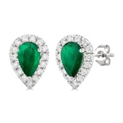 LoDorAr 14K White Gold Diamond Halo Earrings