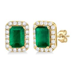 RaZenCa 14K White Gold Diamond Halo Earrings