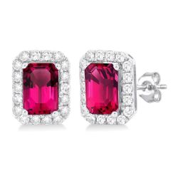 SolRaCel 14K White Gold Diamond Halo Earrings