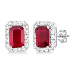 LoVioMir 14K White Gold Diamond Halo Earrings