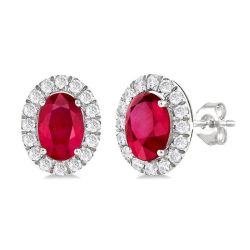 VioOnNo 14K White Gold Diamond Halo Earrings