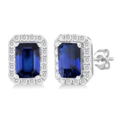 CelThRa 14K White Gold Diamond Halo Earrings